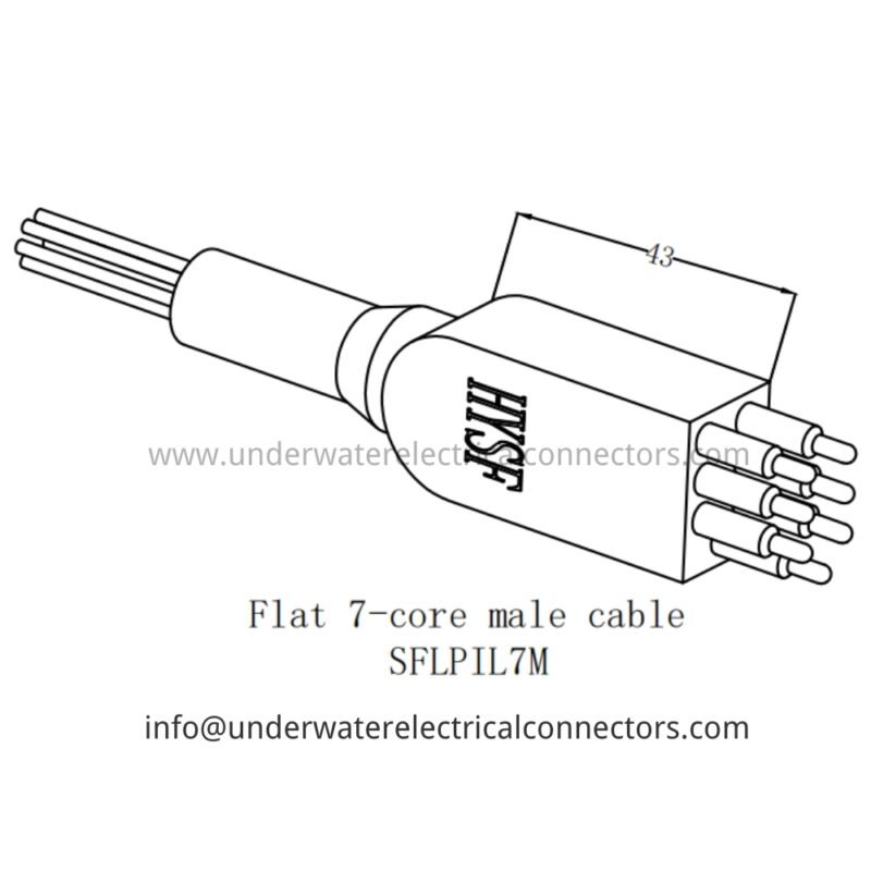 HYSF SFLPIL7M Standard Flat 7-Pin Male Inline Underwater Connector