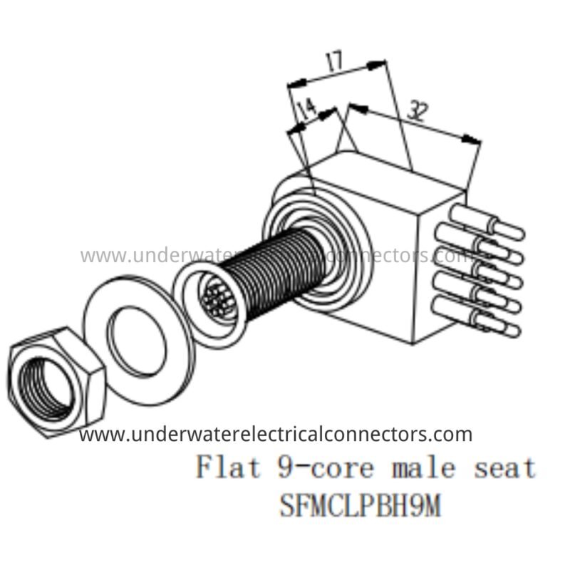 HYSF SFMCLPBH9M Miniature Flat 9-Core Male Bulkhead Underwater Connector