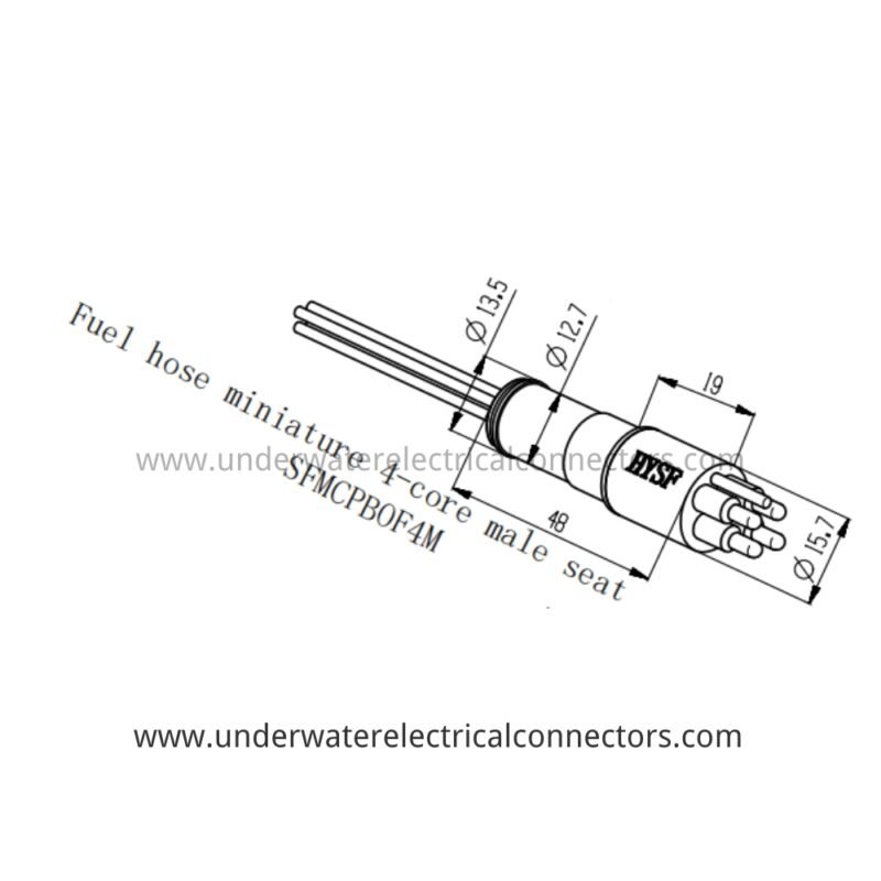 HYSF SFMCBPOF4M Miniature 4-Pin Male Open-Face Wet-Mate Underwater Connector