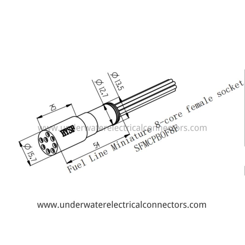 HYSF SFMCBPOF8F Miniature 8-Pin Female Open-Face Wet-Mate Underwater Connector