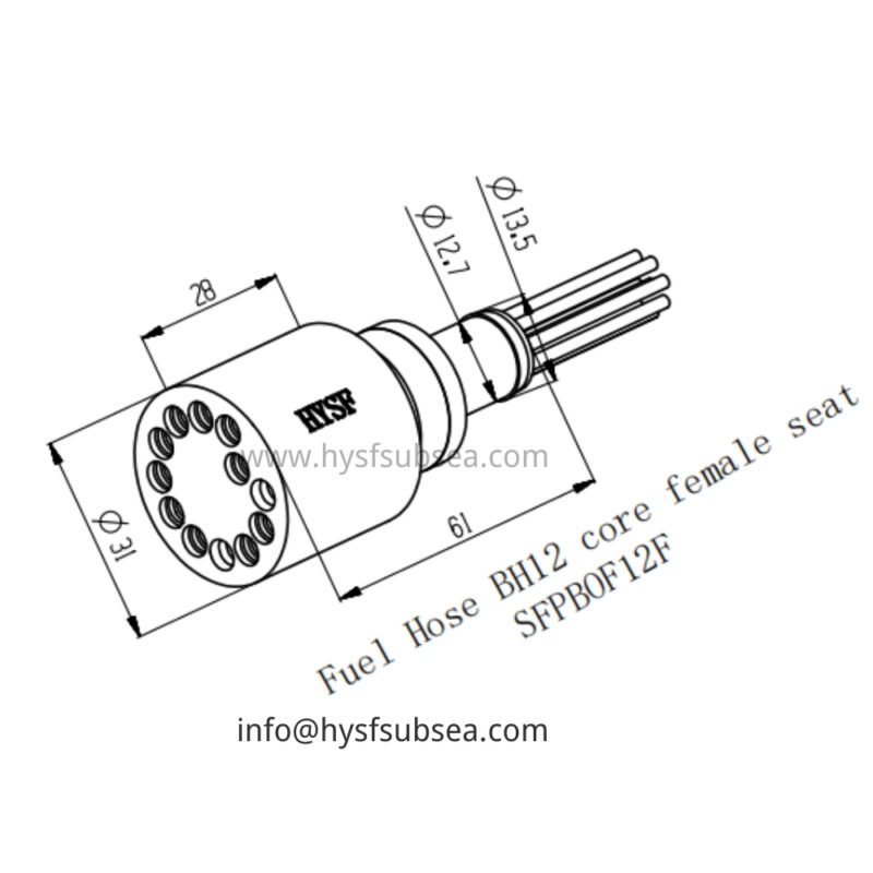 HYSF SFPBOF12F Standard 12-Pin Female Open-Face Wet-Mate Underwater Connector