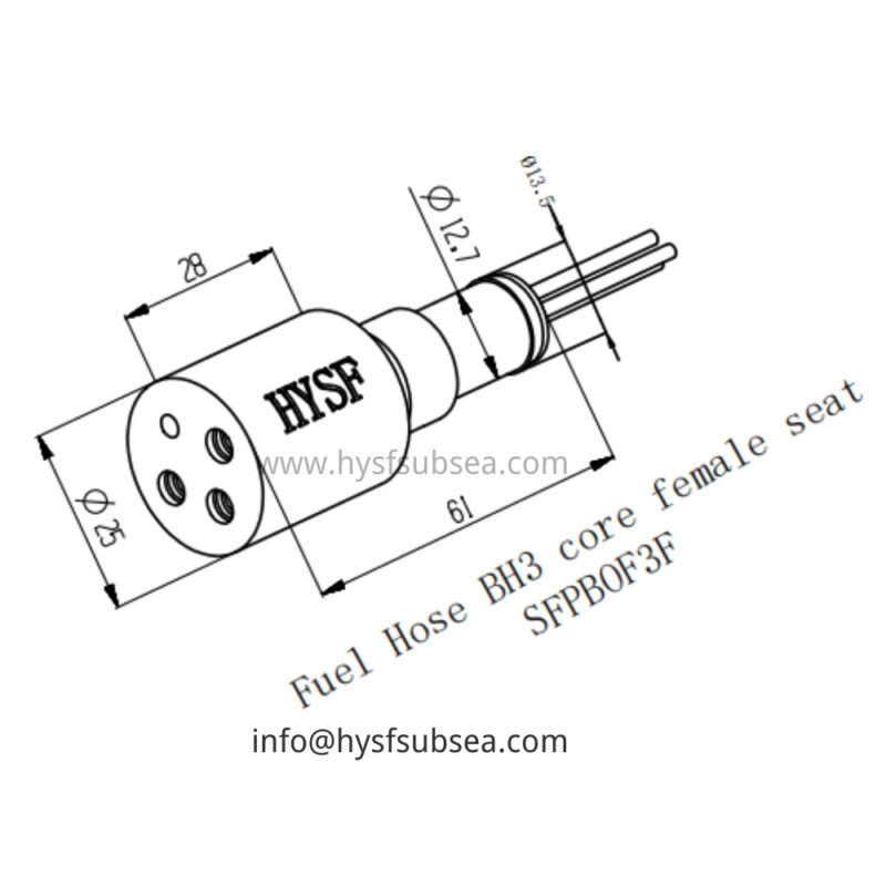 HYSF SFPBOF3F Standard 3-Pin Female Open-Face Wet-Mate Underwater Connector
