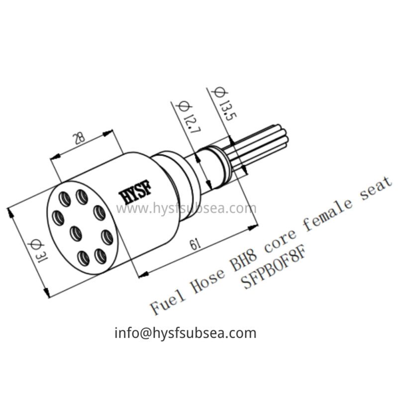 HYSF SFPBOF8F Standard 8-Pin Female Open-Face Wet-Mate Underwater Connector