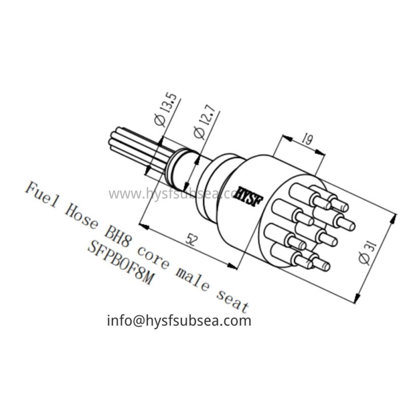 HYSF SFPBOF8M Standard 8-Pin Male Open-Face Wet-Mate Underwater Connector