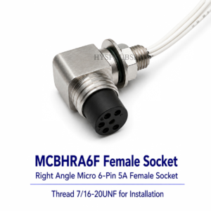 HYSF MCBHRA6F Miniature Right-Angle 6-Pin Female Bulkhead Underwater Connector