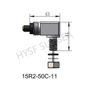 HYSF 15R2-50C-11 Right Angle Coaxial + Power Subsea Connector | 1 Coax + 6 Contacts Hybrid Underwater Right Angle Connector | Metal Shell 55 Series Right Angle Bulkhead | Burton Compatible Hybrid Series