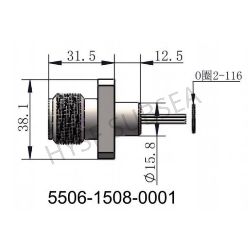HYSF 5506-1508-0001 Metal Shell Subsea Bulkhead Feedthrough – 15+8 Hybrid Contact, 6000m Depth, with 2‑116 O‑Ring, 38.1mm Length