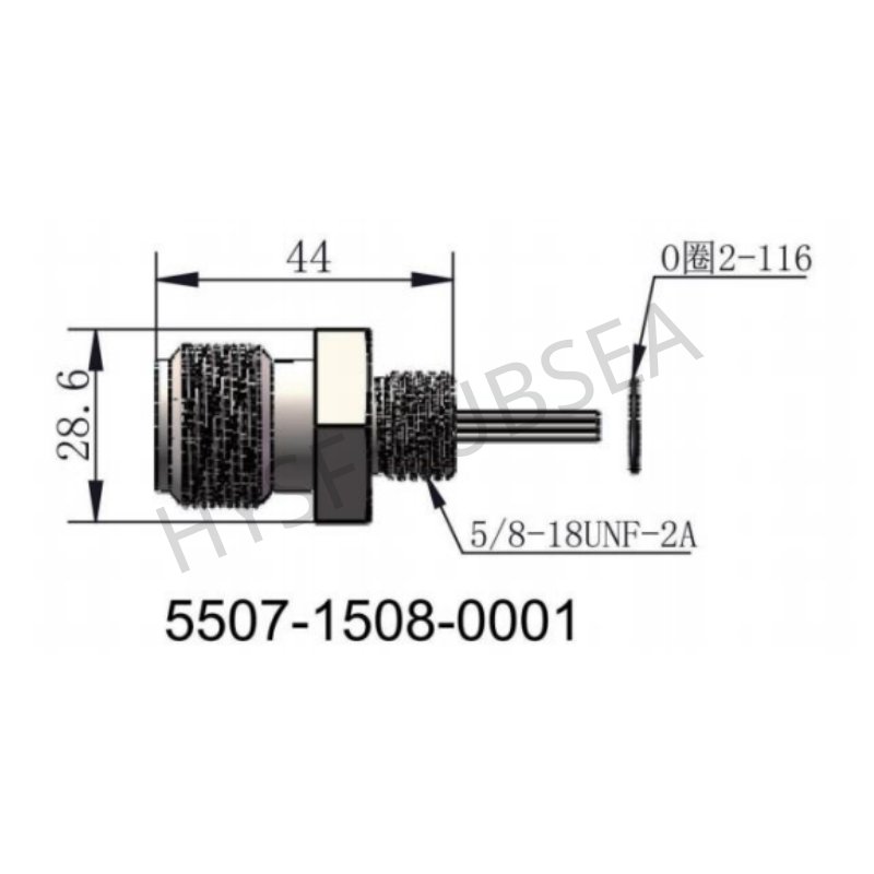 HYSF 5507-1508-0001 Metal Shell Subsea Bulkhead Adapter – 15+8 Hybrid Contact, 6000m Depth, 5/8-18 UNF Thread, 2‑116 O‑Ring, Compatible with Burton