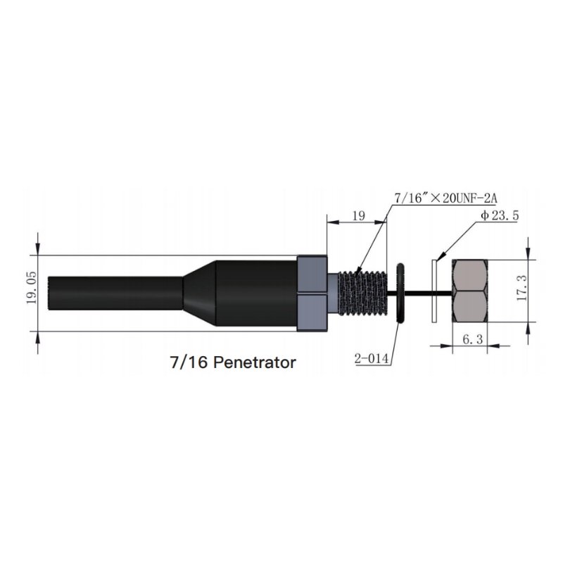 HYSF 7/16 Subsea Penetrator | Underwater Cable Penetrator | 7/16 Bulkhead Feedthrough Connector | Subconn Compatible 7/16 Penetrator