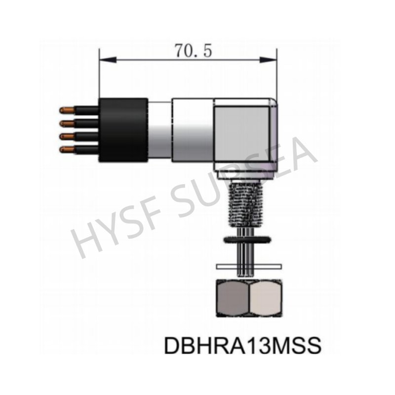 HYSF DBHRA13MSS Micro Circular Right Angle Bulkhead Male Connector | 13 Pin Subsea Stainless Steel Right Angle Bulkhead Plug | Underwater Bulkhead Connector | Subconn Compatible Micro Series