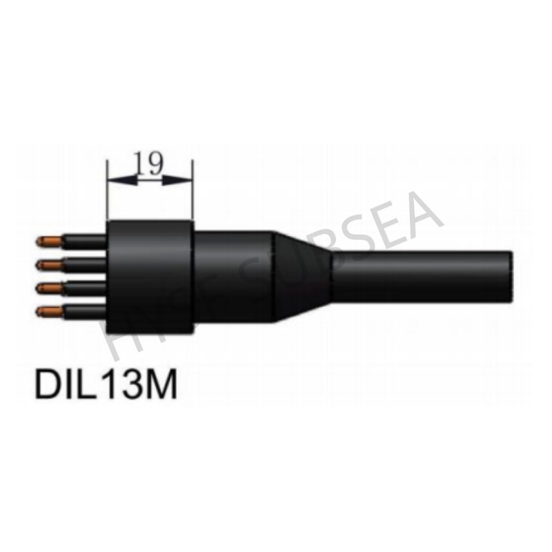 HYSF DIL13M Standard Circular Inline Male Connector | 13 Pin Underwater Inline Connector | Micro Circular Subsea Male Plug | Subconn Compatible Standard Circular Series