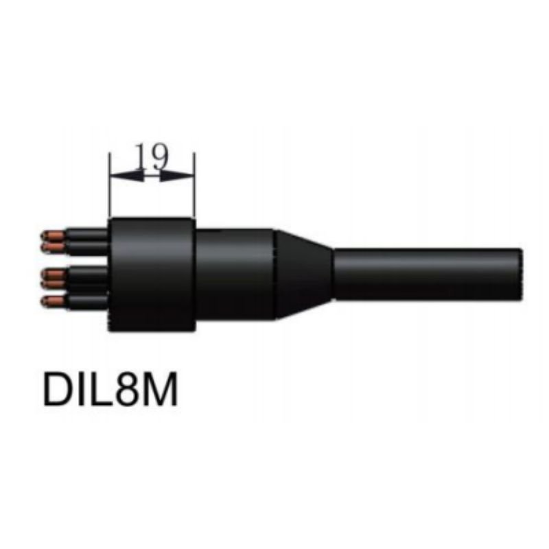 HYSF DIL8M Standard Circular Inline Male Connector | 8 Pin Underwater Inline Connector | Micro Circular Subsea Male Plug | Subconn Compatible Standard Circular Series