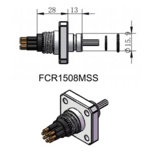 HYSF FCR1508MSS Flange Mounted Micro Circular Male Connector | 8 Pin Subsea Bulkhead Plug | Stainless Steel Flange Mount Underwater Connector | Subconn Compatible Micro Series