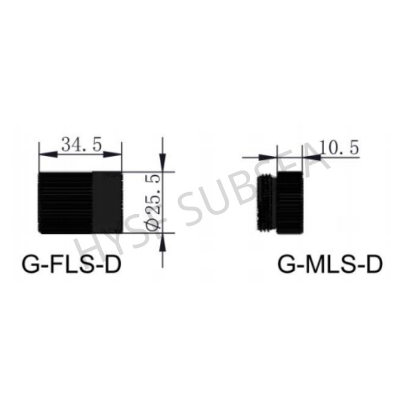 HYSF G‑MLS‑D Male Low Profile Underwater Inline Plug – 6000m Depth, 1/4″ Thread with 34.5mm Length
