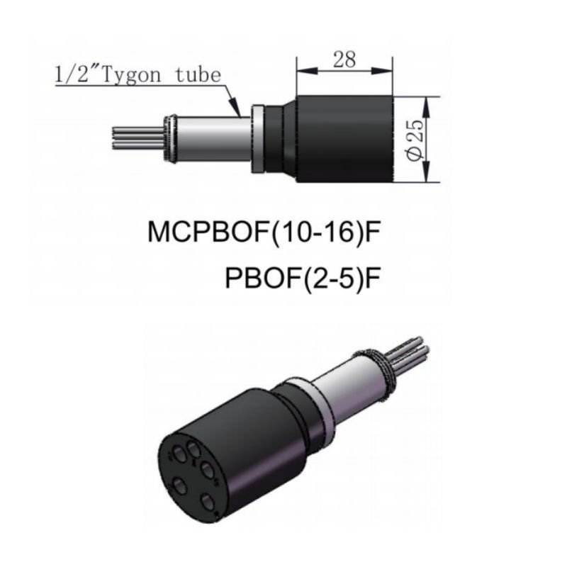 HYSF MCPBOF(10-16)F / PBOF(2-5)F Oil Filled Micro Circular Female Inline Connector | 2-16 Pin Pressure Balanced Oil Filled Subsea Connector | Underwater Oil-Filled Female Plug | Subconn Compatible Oil Filled Series