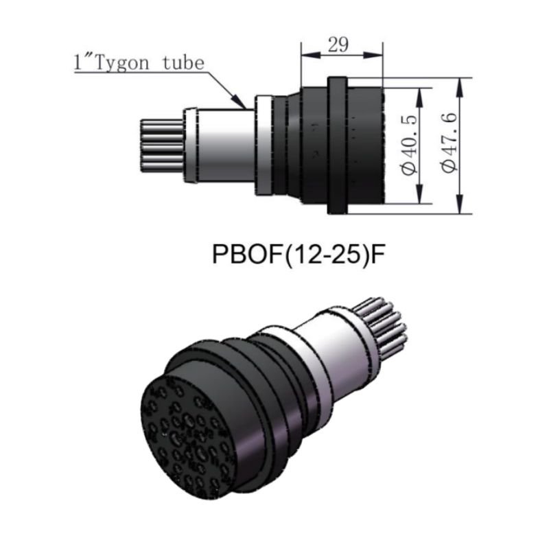 HYSF PBOF(12-25)F Oil Filled Subsea Connector | 12-25 Pin Pressure Balanced Oil Filled Female Inline Connector | Underwater Oil-Filled High Pin Count Plug | Subconn Compatible Oil Filled Series