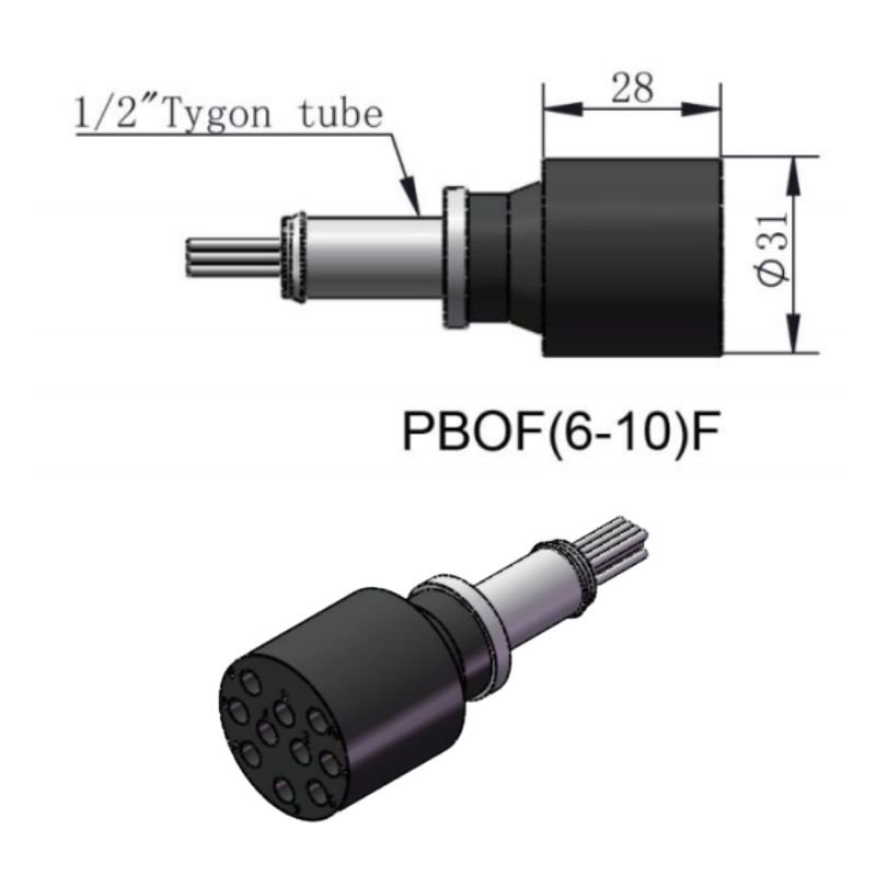 HYSF PBOF(6-10)F Oil Filled Subsea Connector | 6-10 Pin Pressure Balanced Oil Filled Female Inline Connector | Underwater Oil-Filled Bulkhead Connector | Subconn Compatible Oil Filled Series