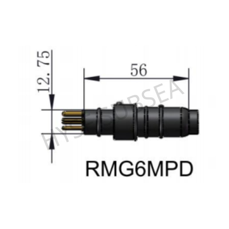 HYSF RMG6MPD RM Series Subsea Male Plug – 6‑Contact, 6000m Depth Rating, with Extended Backshell (56mm Length)