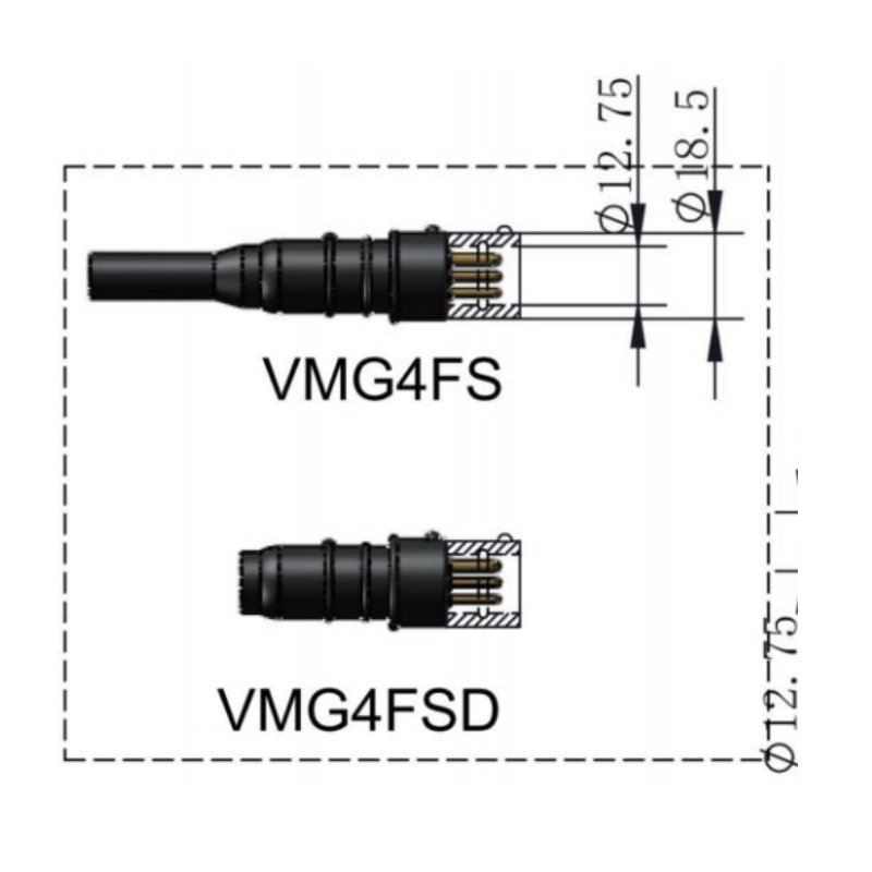 HYSF VMG4FS / VMG4FSD Underwater Inline Female Connector & Dummy Plug – 4 Contacts Subsea Cable Set