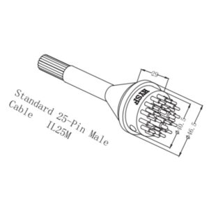 HYSF SUBSEA IL25M Standard Circular 25-pin male inline underwater connector with gold-plated contacts, molded neoprene rubber body and subsea cable